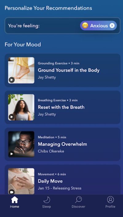 Calm app exercises.