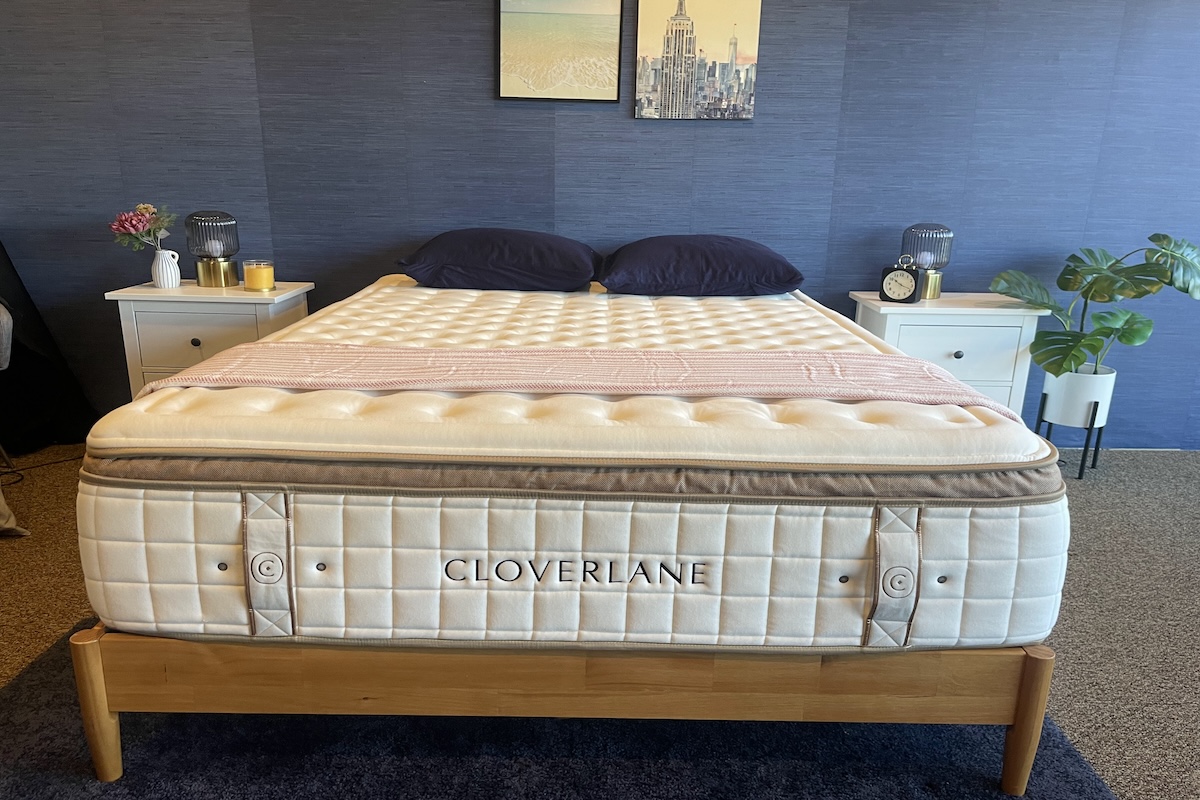 Cloverlane mattress in a blue room