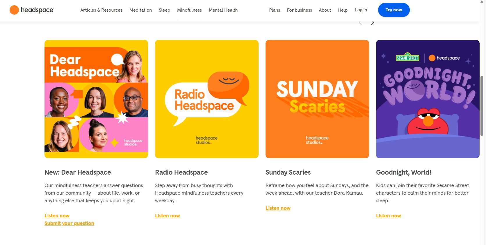 Headspace podcasts are available on the app